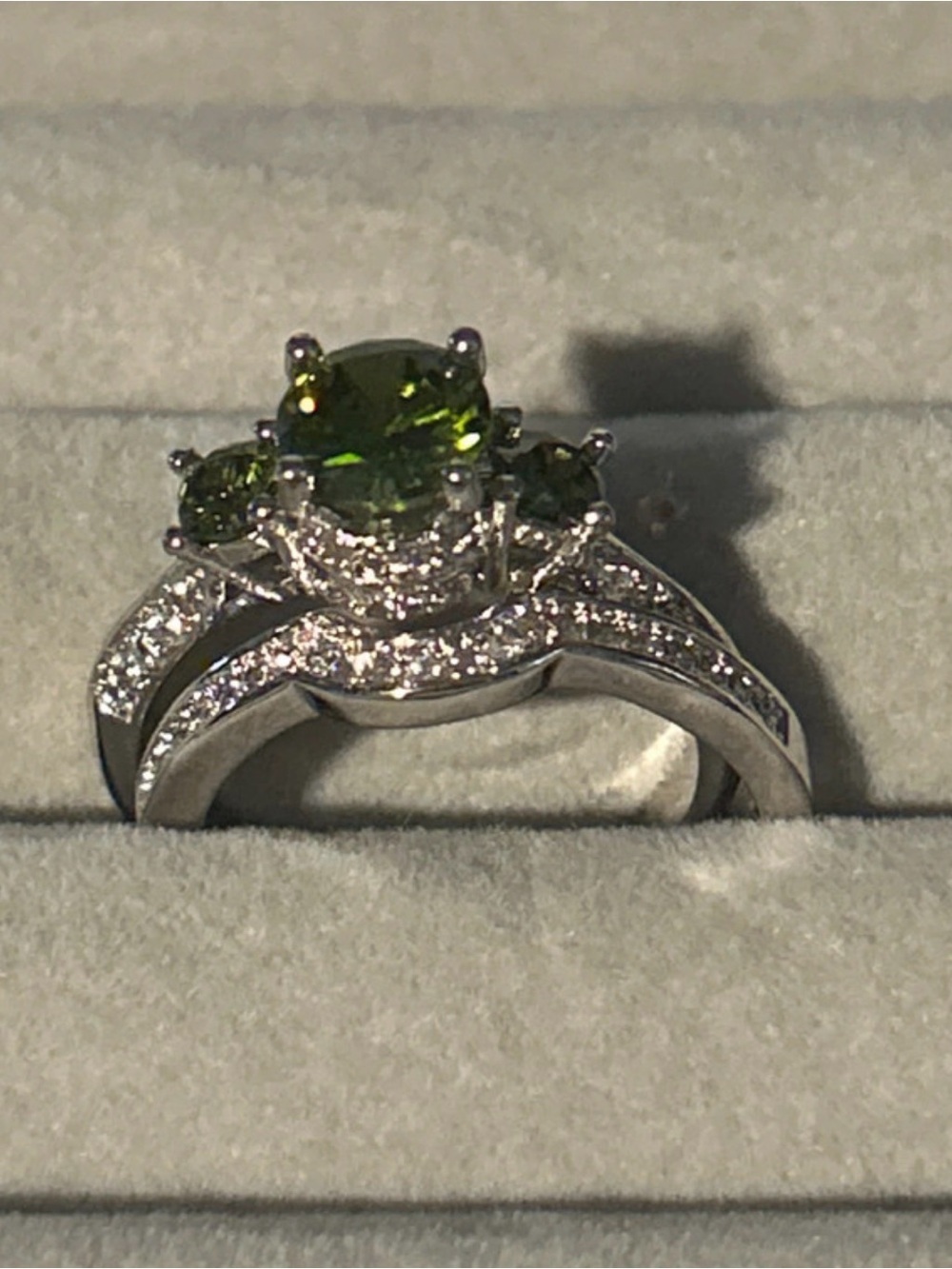 Sterling Silver Peridot Three-Stone Ring - Picture 14 of 14